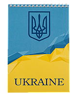 /Блокнот на пружине сверху UKRAINE А5 48л клетка картонная обложка голубой