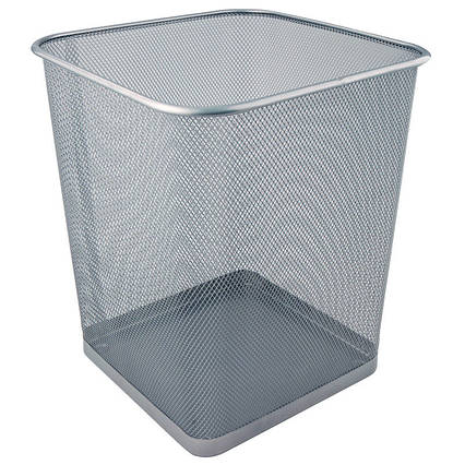 Кошик для паперів квадратна 270x300 мм метал., срібляста, фото 1