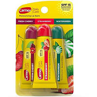 Набір бальзамів для губ Carmex (Strawberry, Cherry,Wintergreen) Lip Balm Tube 3*10 г (083078009649)