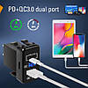 Сокет Toyota USB 2 порти USB (type-C PD + QC 3.0) 40*33*22 мм 12-24В установка в заглушку кнопок, фото 2
