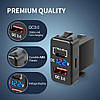 Сокет Toyota USB 2 порти USB (type-C PD + QC 3.0) 40*33*22 мм 12-24В установка в заглушку кнопок, фото 4