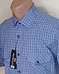 Сорочка чоловіча Brossard vk-0044 блакитна в клітку класична бавовна з коротким рукавом, чоловіча теніска, фото 7