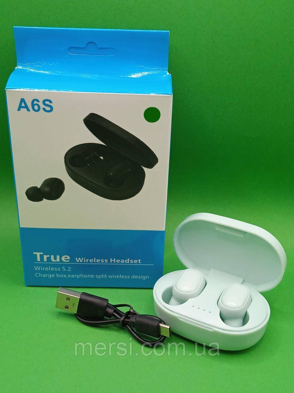 Бездротові навушники A6S. Bluetooth.Топ якість. Краща ціна! М'ятний, фото 1