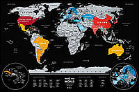 Скретч-мапа світу "Travel Map Weekend Black World silver" (тубус) WBWs (6022)