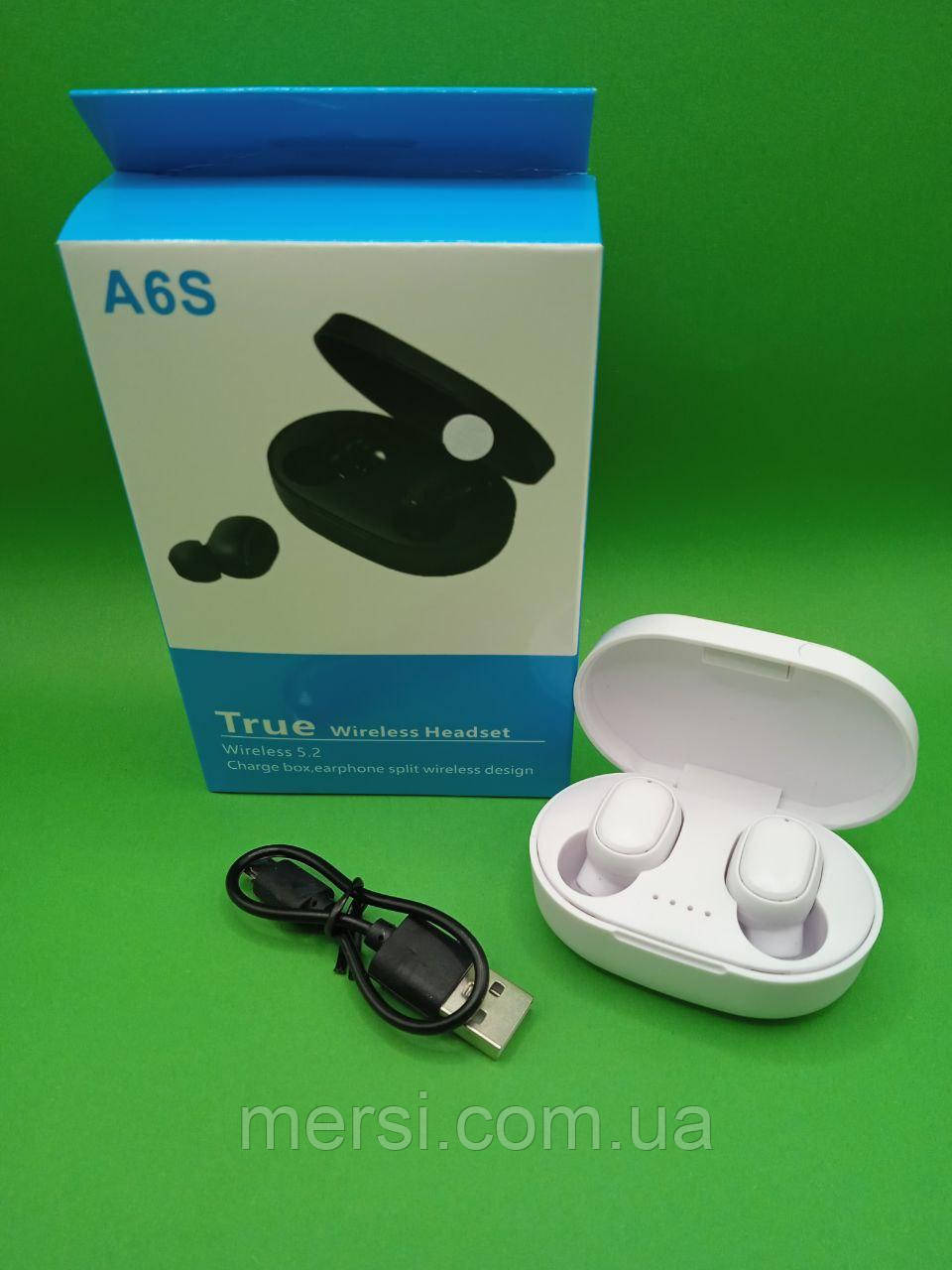 Бездротові навушники A6S. Bluetooth.Топ якість. Краща ціна! Білий., фото 1