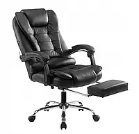 Офісне крісло з підставкою для ніг еко шкіра Malatec чорний 16224