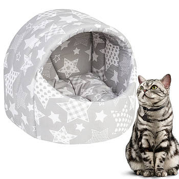М'який будиночок-лежанка (31х36х30) для кота "Козуб" / Спальне місце для кішки / Лежак-лукошко для кошенят