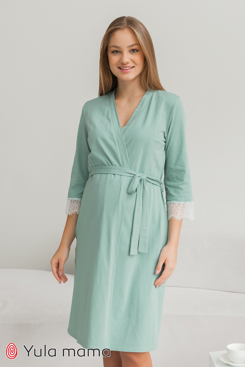 Зручний халат для вагітних і годуючих мам Sati M Юла Мама Зелений NW-4.8.1, фото 1