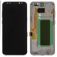 Дисплей для Samsung G955 Galaxy S8 Plus, сріблястий, з рамкою, (OLED)