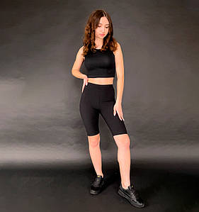 Велосипедки жіночі середній рубчик чорного кольору