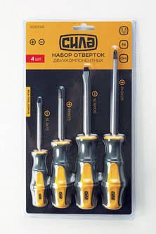 Набір викруток двокомпонентних CrV SL3x75, SL6x100, PH1x75, PH2x125 (4шт) СИЛА, фото 1