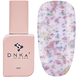 Каучукова база DNKa Cover Potal Base №0011B' Beauttiful, 12 мл рожева з різнобарвною стелею