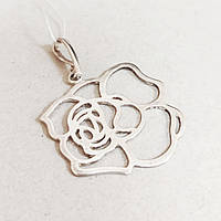Срібний жіночий кулон троянда без вставок. Родоване срібло 925 проби