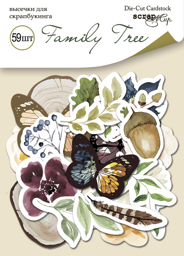 Набір висічок для скрапбукінгу 59шт від Scrapmir Family Tree
