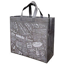 Сумка-шоппер ECOBag №30-2 Газета сіра на блискавці 35.5х33х16 см