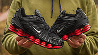 Найк Шокс Мужская стильная обувь Nike Shox LT Black\Red. Кроссы классные для мужчин весна осень.