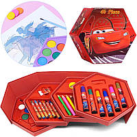 Детский художественный набор для творчества (46 предметов) "Тачки", Красный / Чемоданчик для рисования