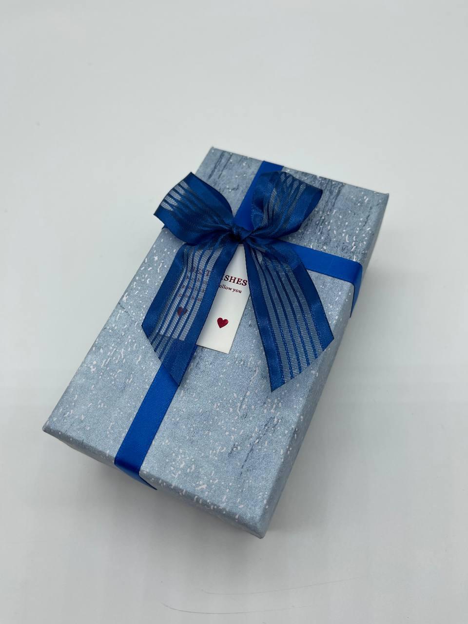 Коробка подарункова прямокутна. Колір блакитний. 9х15х6см., фото 1