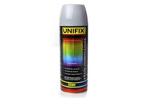 Емаль універсальна акрилова RAL7046 сірий глянець 400 мл UNIFIX, фото 1