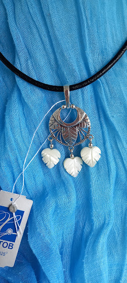 Шикарний срібний кулон з перламутром, фото 1