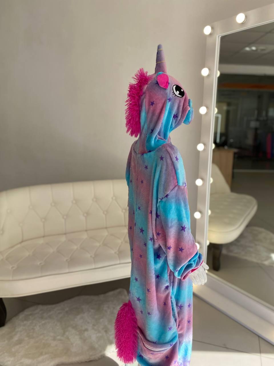Дитяча піжама кігурумі для дівчаток велике Єдиноріг Блакитний 13221 118, Голубой, Унисекс, Весна Осень, L, фото 1