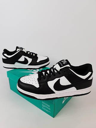 Чоловічі кросівки Nike SB Dunk Low White Black Низькі Кеди Найк Данк Лоу чорно-білі шкіра низькі 45 нюанс, фото 1