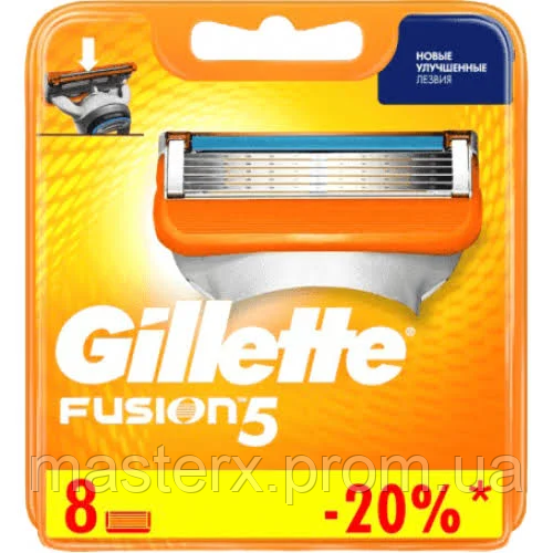 Касети для гоління Gillette Fusion5 8шт. Німеччина (джилет фьюжн) леза картриджі жилет фьюжн