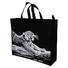 Сумка-шоппер ECOBag №30 Тигр чорна на блискавці 41х35х12 см