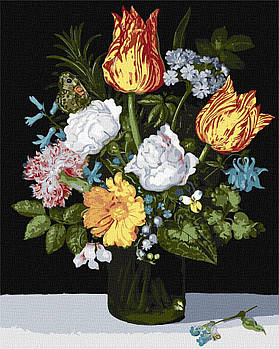 Картина за номерами Натюрморт з квітами в склянці ©Ambrosius Bosschaert de Oude 40х50 Ideyka (KHO3223)
