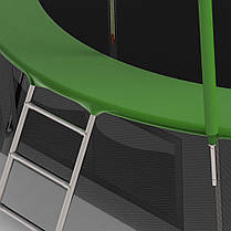 Батут FitToSky 374см з внутрішньою сіткою та драбинкою зелений, фото 3
