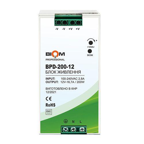 Блок живлення Biom Professional DC12 200 W BPD-200-12 16,7 A під DIN-рейку