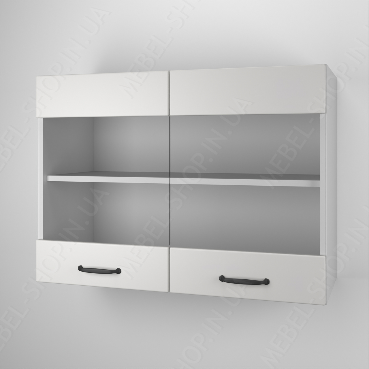 Навісні шафи-вітрини для кухні з 2 полицями для посуду 80 см Навісна кухонна тумба з фасадом з МДФ, фото 1