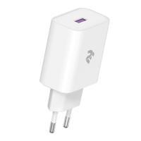 Зарядний пристрій 2E USB Wall Charger QC3.0 DC5V\/3A, Max 18W, white (2E-WC1USB18W-W)