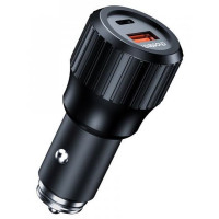 Зарядний пристрій Choetech car USB-A\/USB-C 63W QC3.0\/PD\/PPS black (TC0010-BK)