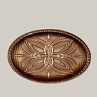 Резная деревянная тарелка овальная маленькая Размер 17 х 27 см. Код/Артикул 142 301