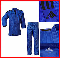 Кимоно для дзюдо серии Club синее с чёрными полосками ADIDAS J350B для детей и начинающих спортсменов