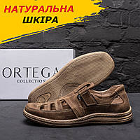 Мужские кожаные летние туфли из натуральной кожи Comfort olive, прошитые 44 (29 см)