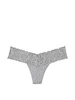 Трусики Victoria's Secret стринги серые (M) / Lace Waist Cotton Thong Panty
