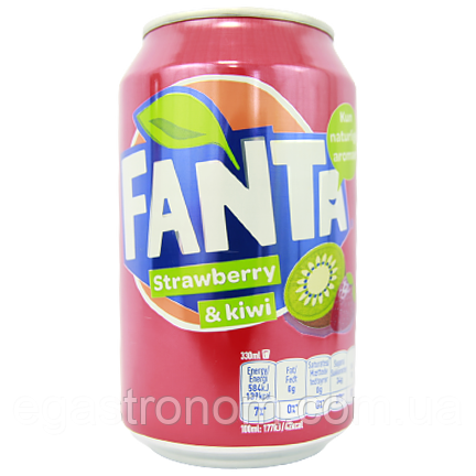 Напій газований полуниця та ківі Фанта Fanta strawberry&kiwi 330ml 24шт/ящ (Код: 00-00013618)