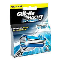 Лезвия для бритья Gillette Mach3 Turbo 2шт. Оригинал мак3 турбо кассеты мач3 турбо 2шт