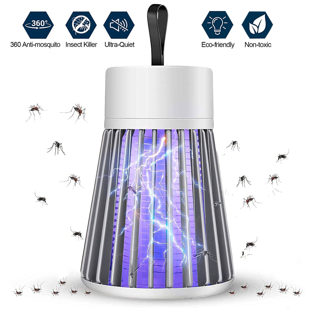 Лампа від комарів 5W "Mosquito killing Lamp YG-002" Сіра, антимоскітна лампа знищувач комах (лампа от комаров)