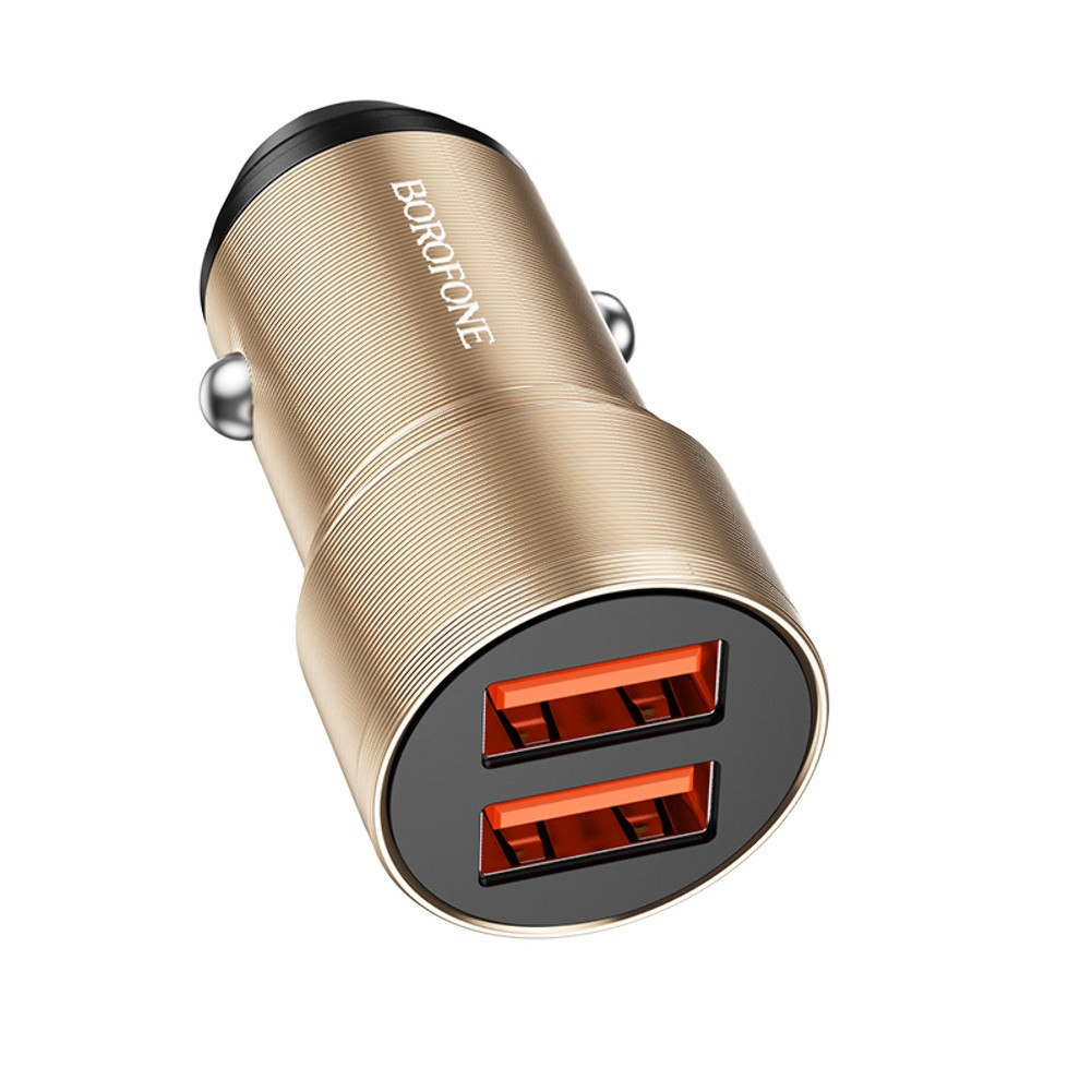 DR Автомобільний зарядний пристрій Borofone BZ19 2 USB золотистий, фото 1