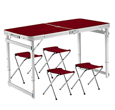 Стіл складний посилений для пікніка з 4 стільцями Folding Table HEAVY (60х120 см) Op1 HEAVY-(5)