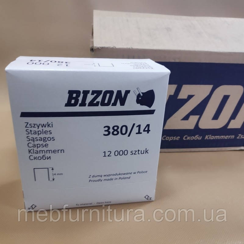 Скоба 14 в пачці 12.000 шт. BIZON (пневмо)