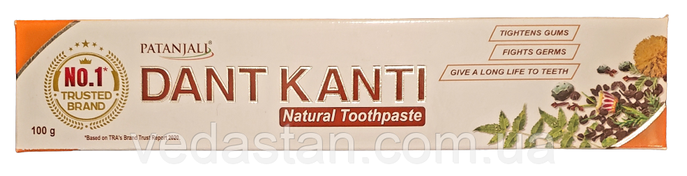 Зубна паста Дант Kanti Natural, Дант Канті Натурал, 100 гр Patanjali - аюрведична рецептура на травах