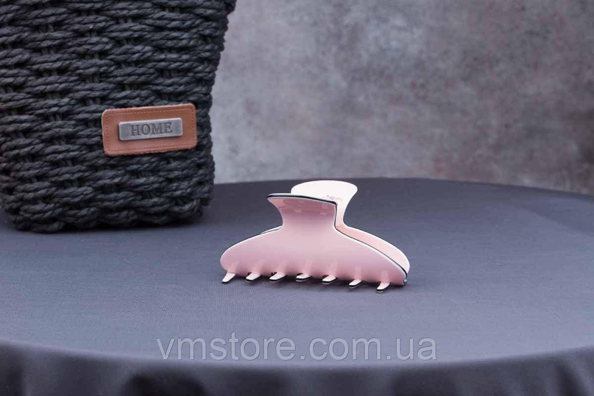 Заколка крбік для волосся, 8 см, пластик, рожевий, фото 1