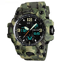 Спортивные мужские наручные часы SKMEI 1155 армейские военные часы с секундомером подсветкой Камуфляж хак(YP)