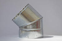Коліно для димоходу утеплене діаметр 130/200мм нерж/оцинк 45гр 0,5мм (сендвіч) AISI 305