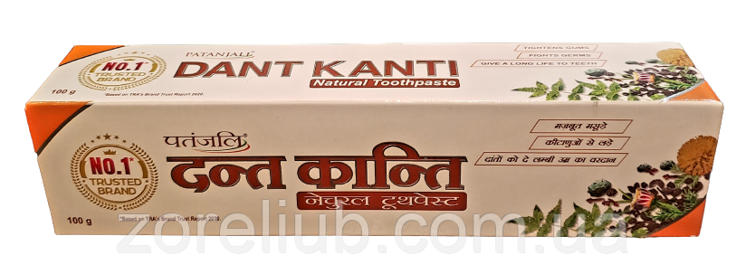 Зубна паста Дант Канті, видаляє бактерії; зміцнює, живить і освіжає ясна, Dant Kanti, 100gm
