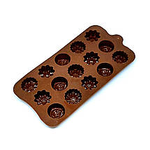 Силіконова форма для цукерок та льоду MagicKitchen №293 Квіти Асорті 15 в 1, фото 3